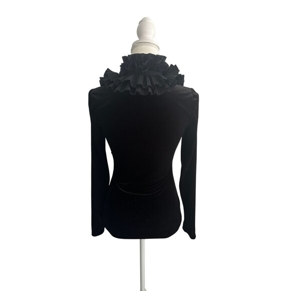 BCBGMaxAzria Black Ruffled Blouse - Picture 3 of 8